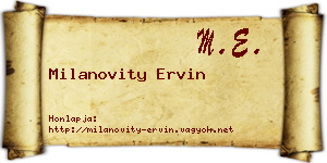 Milanovity Ervin névjegykártya